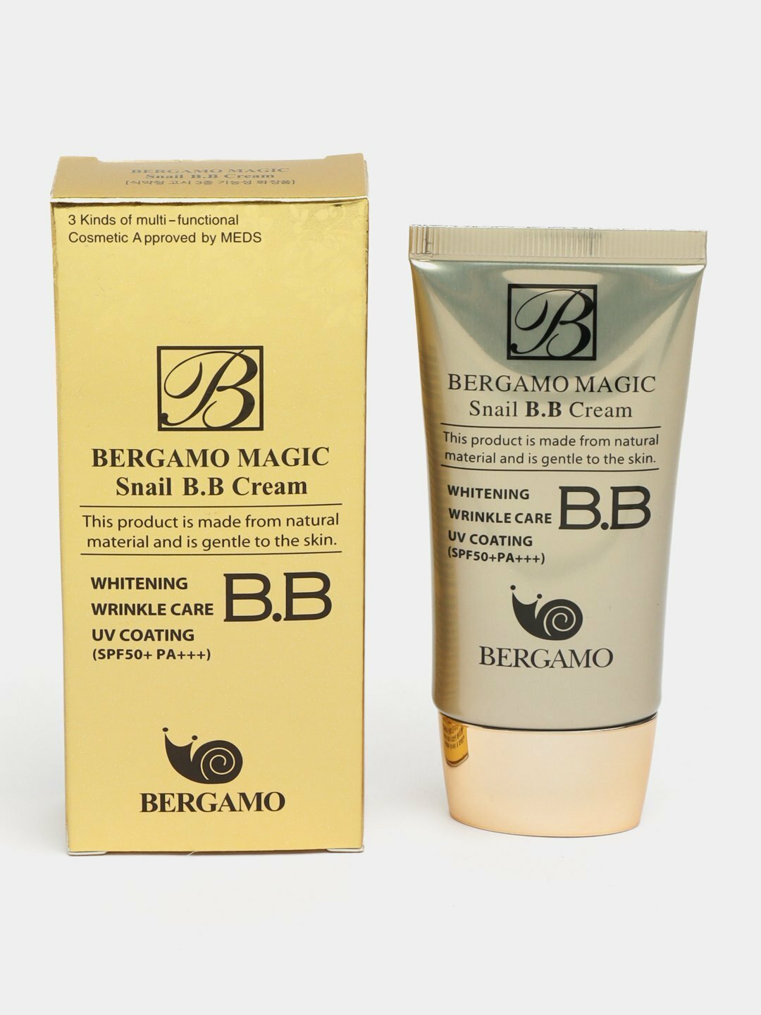 Многофункциональный отбеливающий тональный BB крем Bergamo, Crome Snail SPF 50+, 50 мл