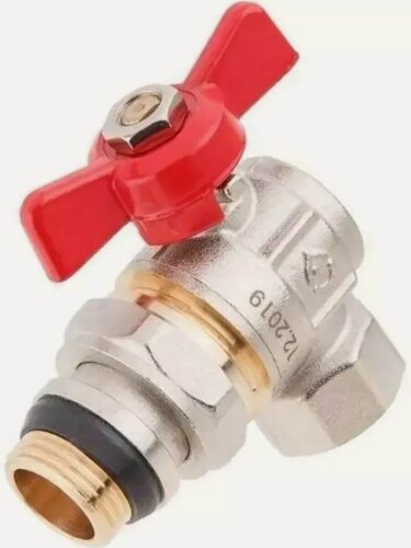 Изображение товара Кран шаровой угловой 1/2" PN40 с внутренней резьбой бабочка AV ENGINEERING (AVE095012E с уплотнительным кольцом)