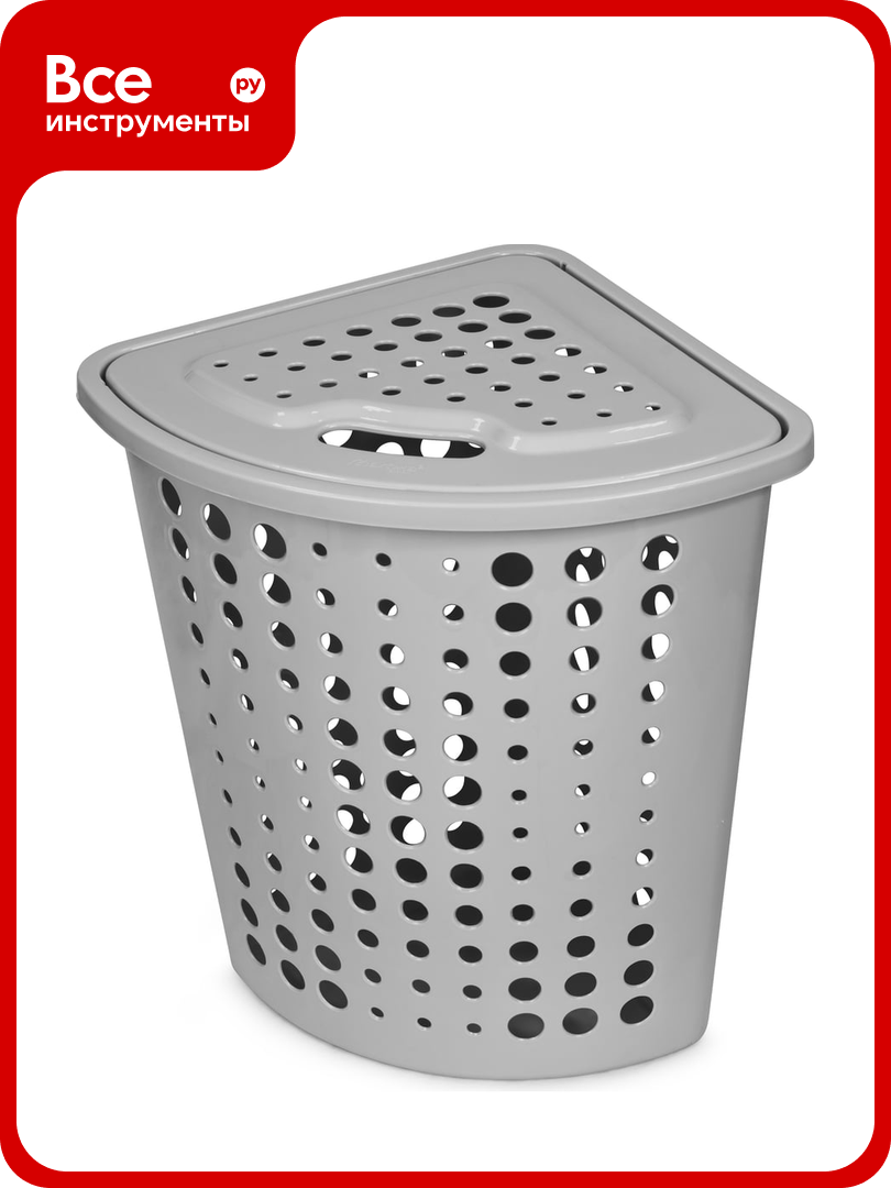 Корзина для белья Martika Молетта угловая 45л с крышкой пыльно-серая С705ПСЕР