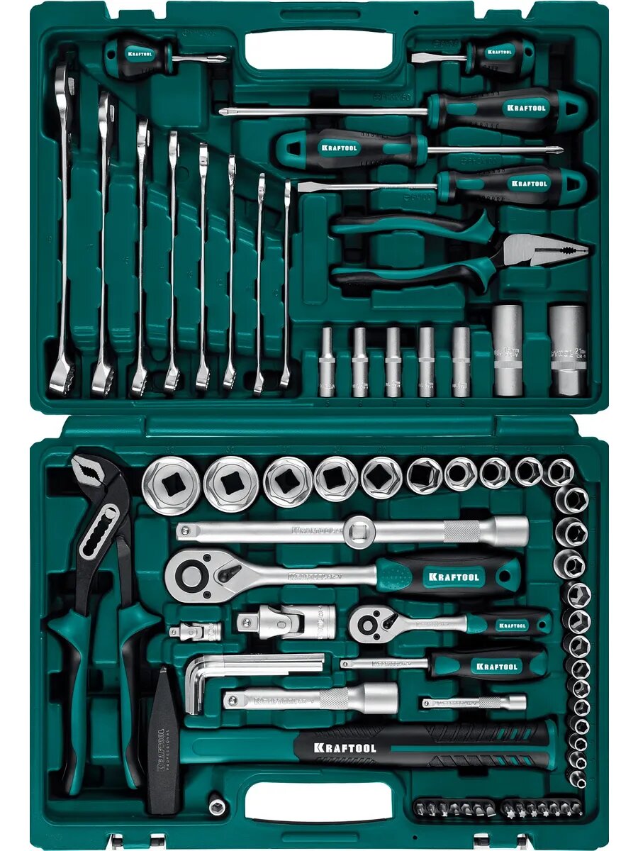 EXTREM-76, 76 предм, (1/2″+3/8″+1/4″), универсальный набор