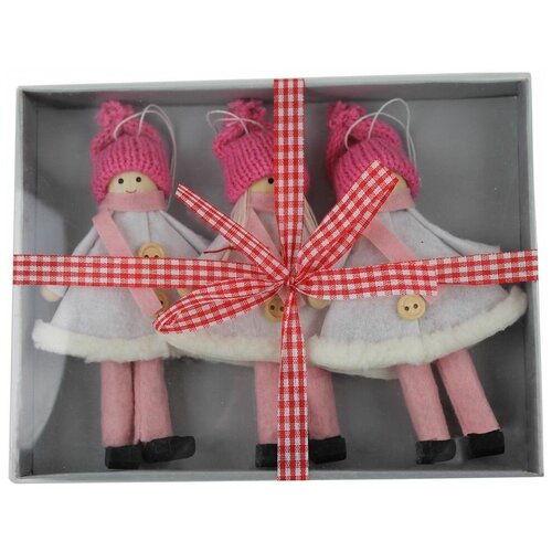 фото Набор ёлочных игрушек подружки-хохотушки в розовом, 17х13 см (3 шт.), hogewoning 260361-016