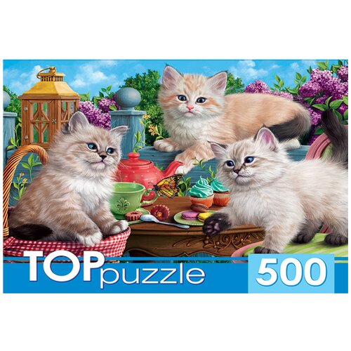 Пазл TOPpuzzle Невские маскарадные котята ХТП500-5725, 500 дет., голубой/зеленый/бежевый/коричневый