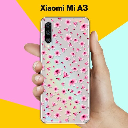 Силиконовый чехол Цветы розовые на Xiaomi Mi A3 силиконовый чехол розовые цветочные уголки на xiaomi mi 5s сяоми ми 5s