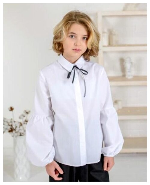 Блузка школьная для девочки, белая