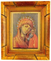 Икона на фарфоре 250 х 185 мм в деревянной раме 9 Leander "Казанская" / 158569