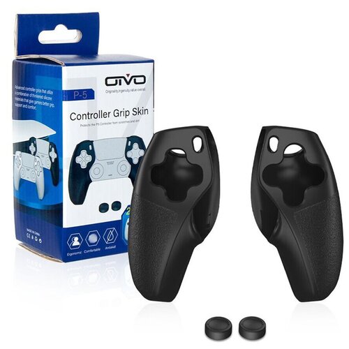 Силиконовый чехол для геймпада Playstation DualSense + накладки на стики (2 шт) OIVO (IV-P5226) Black (Черный) (PS5) силиконовый чехол для геймпада dualsense ps5 белый