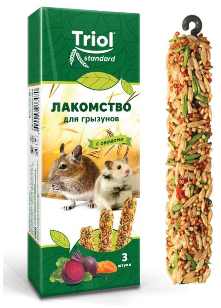 Лакомство для грызунов Triol Standart с овощами, 80 г, 3 шт. в уп.