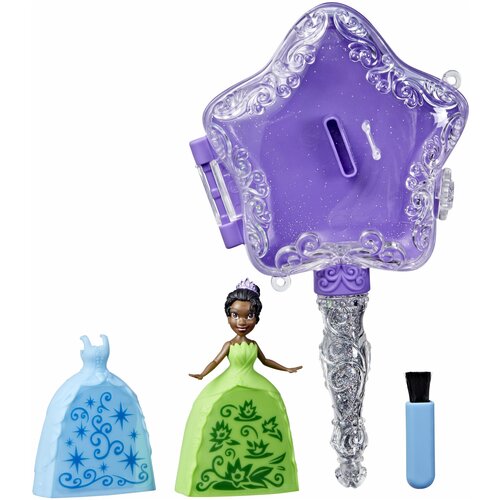 набор игрушек принцессы диснея платья 8 см Набор игровой Disney Princess Модный сюрприз Волшебная палочка Тиана, F3277