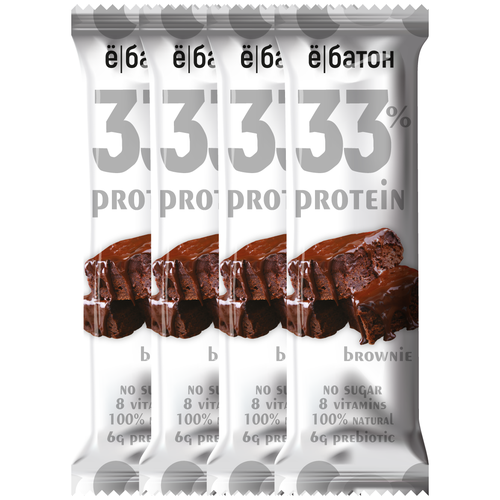 протеиновый батончик ё батон 33% protein mix арахис шоколад клубника йогурт бисквит 45гр 15шт Протеиновый батончик ё/батон 33% protein со вкусом брауни, 45гр*4шт