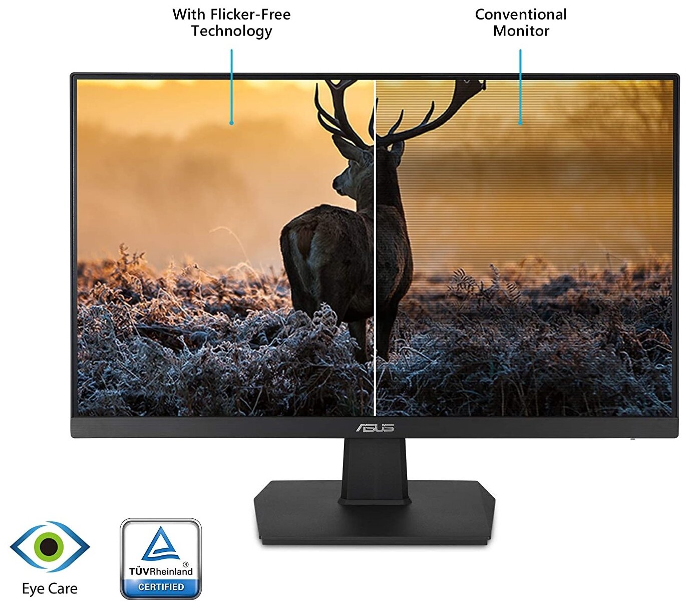 ASUS VA24EHE 23.8" Wide LED IPS monitor, 16:9, FHD 1920x1080, 5ms(GTG), 250 cd/m2, 100M :1 (3000:1), 178°(H), 178°(V), D-Sub, DVI-D, HDMI, 75 Hz, VESA 100x100 mm, Kensington lock, Flicker free, b - фото №3