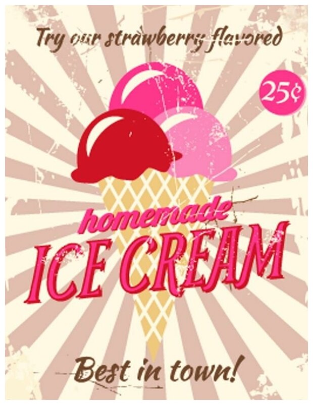 Постер на холсте Реклама мороженого (Advertising ice cream) 30см. x 39см.