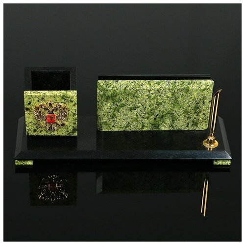 фото Набор настольный "герб", 24х7,5х9 см, змеевик yandex market