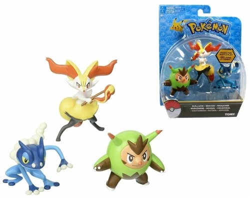 Набор фигурок Покемон квилладин, брейксен, фрогадир Pokemon TOMY Pokemon QUILLADIN BRAIXEN FROGADIER Tomy