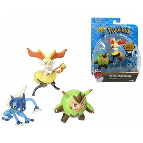 Набор фигурок Покемон квилладин, брейксен, фрогадир Pokemon TOMY Pokemon QUILLADIN BRAIXEN FROGADIER Tomy