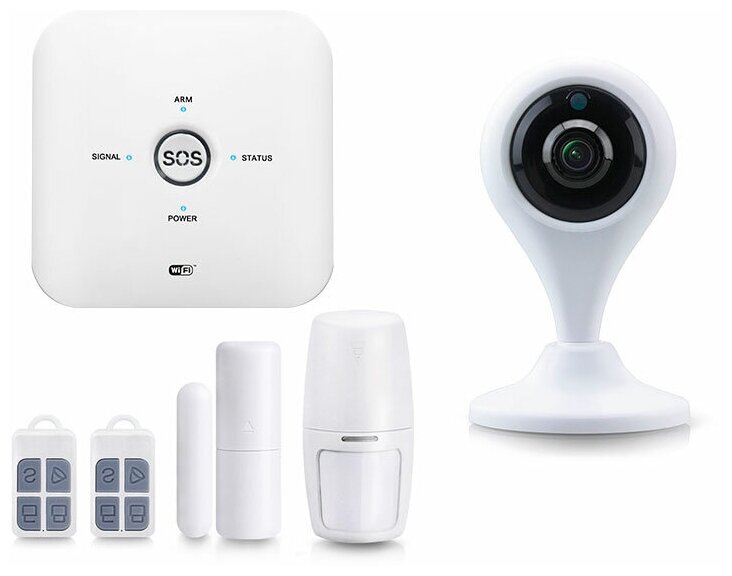 Комплект беспроводной охранной WIFI/GSM видео сигнализации Страж Смарт Видео + X1-2MP для дома квартиры дачи коттеджа гаража