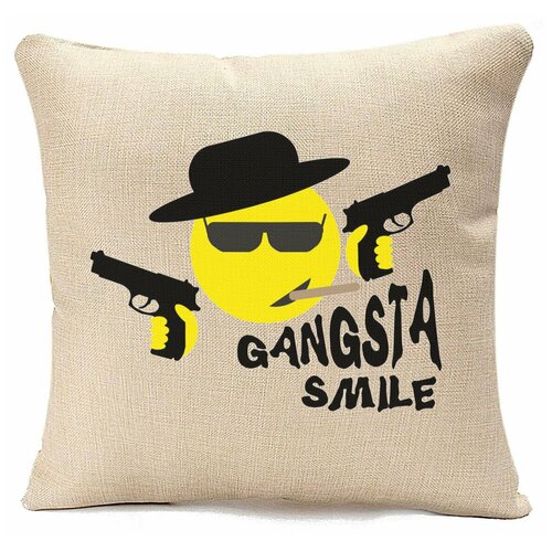 фото Подушка бежевая coolpodarok gangsta smile,бежевый