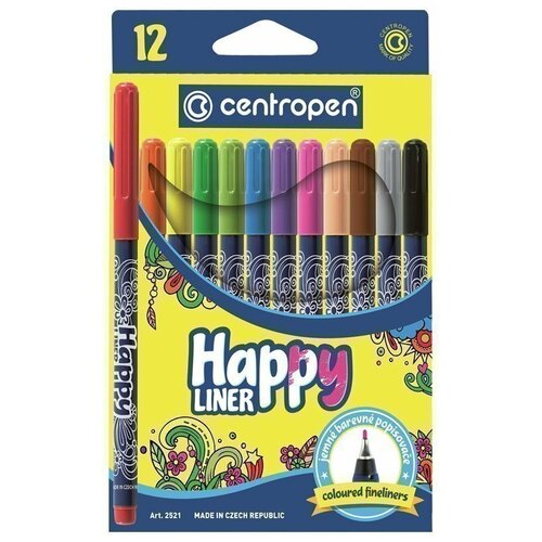 фото Набор капиллярных ручек centropen "happy liner" 12цв., 0,3мм, европодвес 2 2521 1202