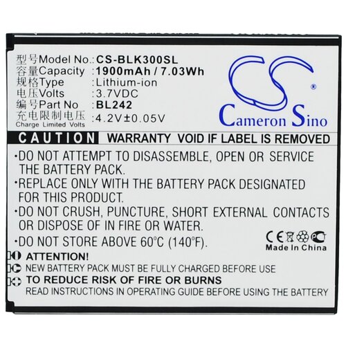 фото Аккумулятор cs-blk300sl bl242 для lenovo a6010 lenovo k3 3.7v / 1900mah / 7.03wh cameron sino