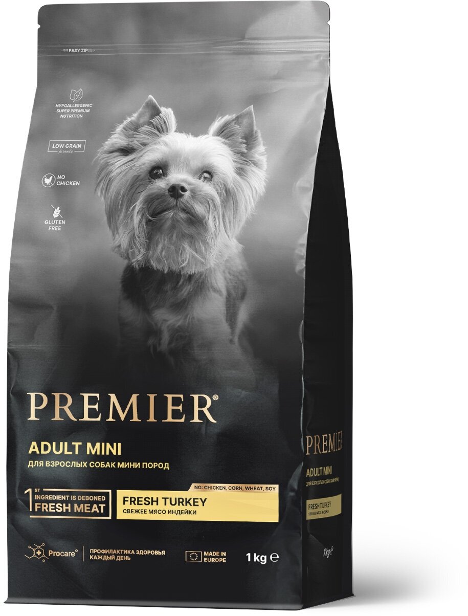 Сухой корм для взрослых собак мелких пород Premier , индейка 1 кг