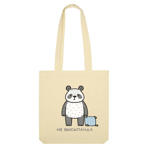 Сумка шоппер Us Basic, бежевый мужская футболка милая панда с подушкой сон бессонница юмор m черный