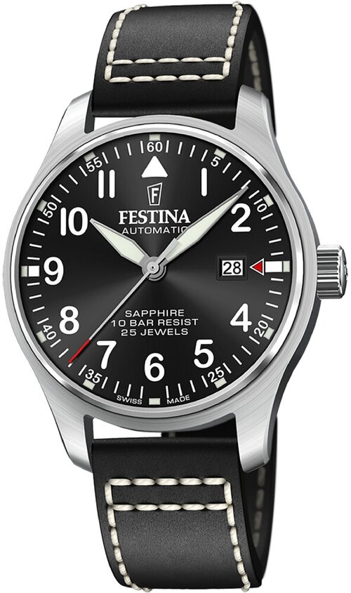 Наручные часы FESTINA Swiss Made, серебряный, черный