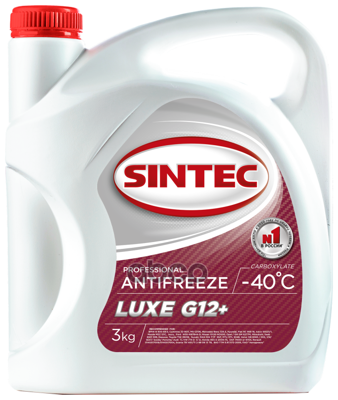 Sintec Antifreeze Lux G12+ Антифриз Готовый Красный (3Кг / 2.92Л) SINTEC арт. 990464