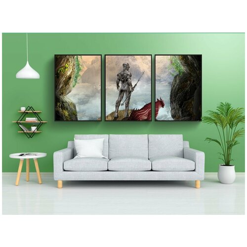 фото Набор модулных постеров для интерьера "воин, робот, научная фантастика" 60x90 см. в тубусе, без рамки lotsprints