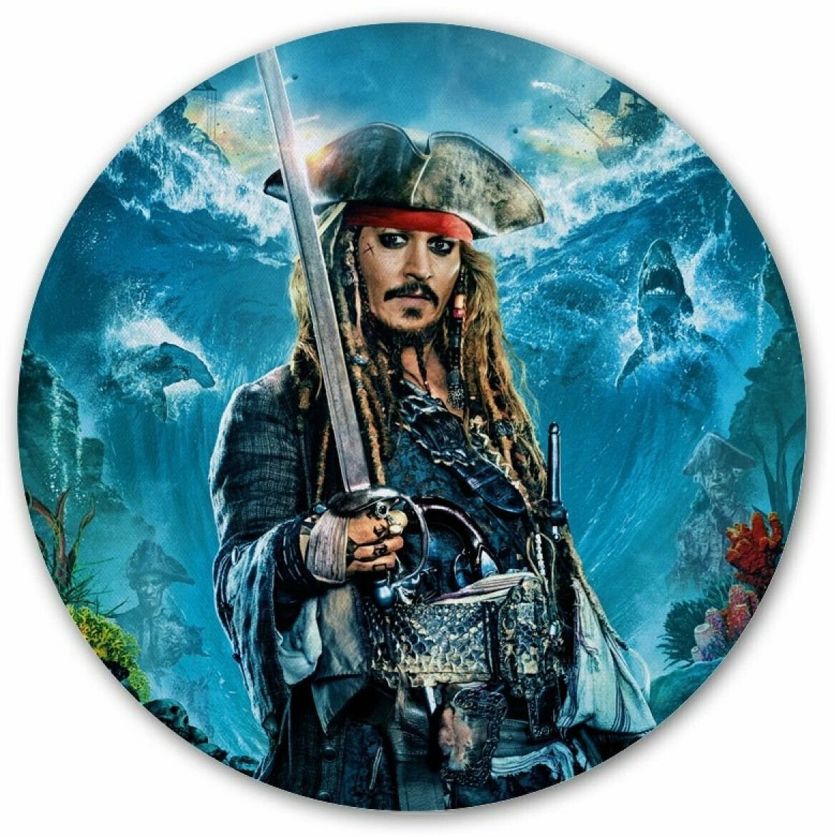 Коврик для мышки круглый Pirates of the Caribbean: Dead Men Tell No Tales Captain Jack Sparrow