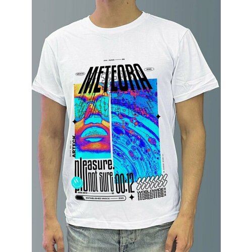 фото Футболка мужская белая из хлопка с dtf принтом эстетика киберпанк психоделика кислотный принт - 148 будь на стиле