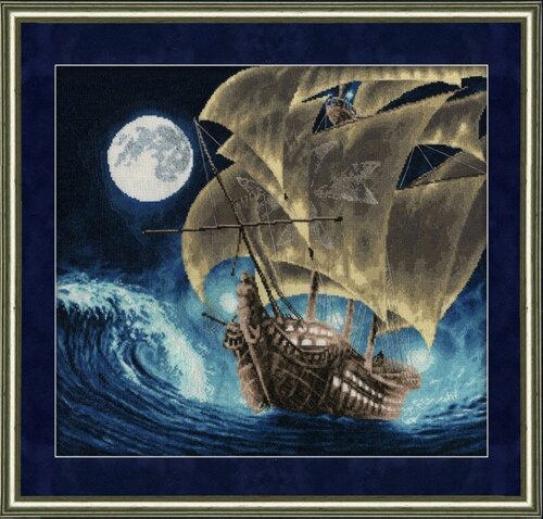 Изображение товара Набор для вышивания Золотое Руно ММ-013 "К дальним берегам", вышивка крестом, размер 37,9 на 41,9 см, мулине хлопок