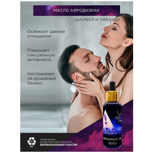 Масло для тела массажное, для эротического массажа Афродизиак с кокос, авокадо, шалфей, лаванда, 50 мл