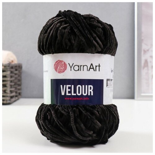 YarnArt Пряжа Velour 100% микрополиэстер 170м/100г (842 черный)