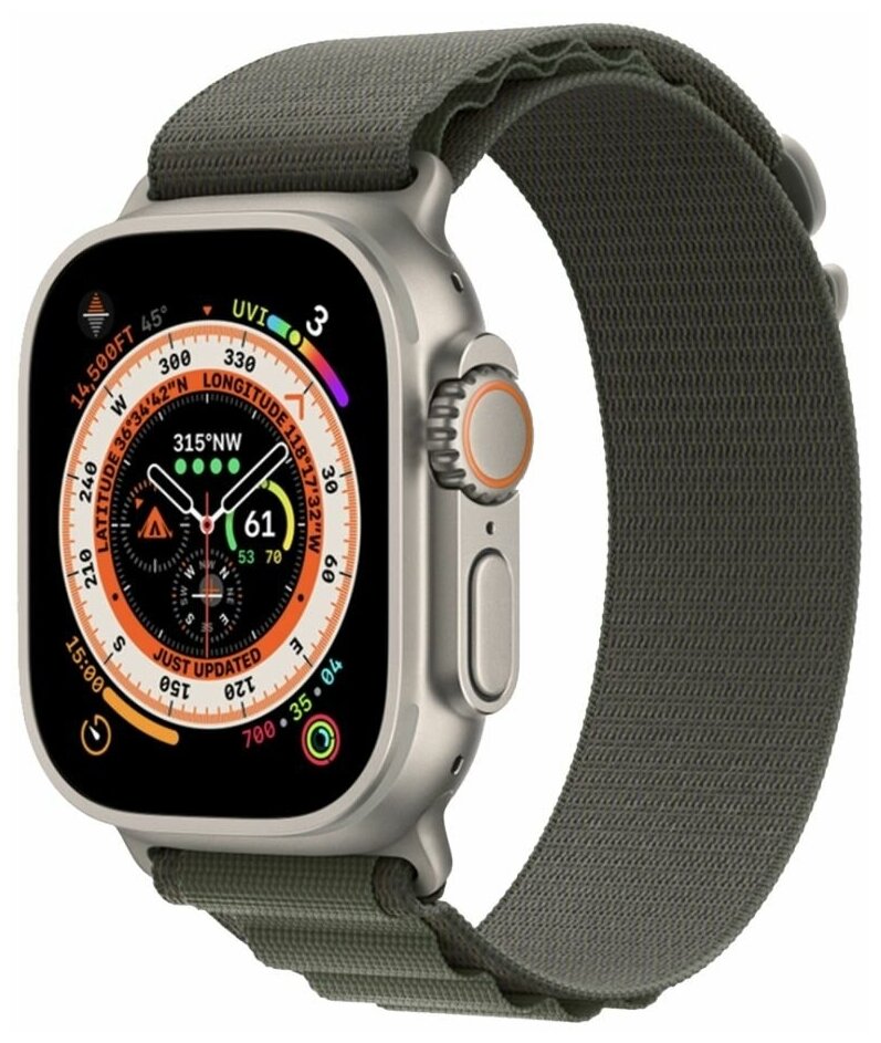 Нейлоновый тканевый ремешок "Альпийская петля" для Apple Watch Series 1-8 и Ultra - 42/44/45/49 мм (эпл вотч), зеленый