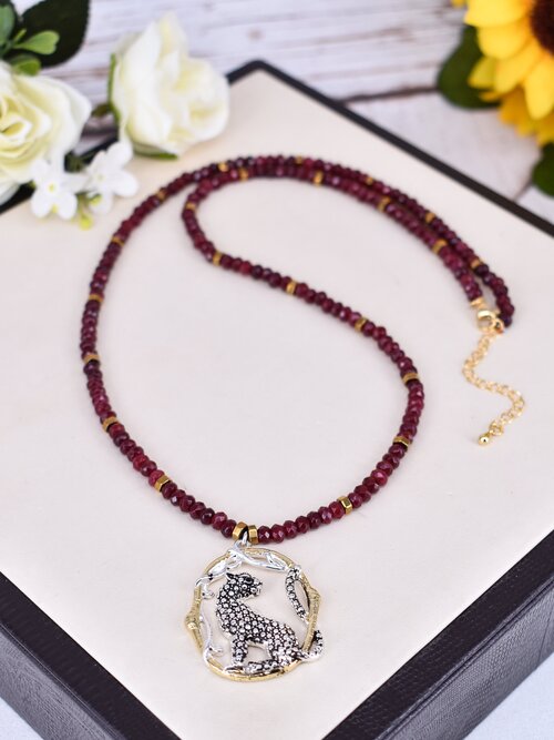 Колье ожерелье бусы из натуральных рубинов/ украшение вечернее к платью летнее