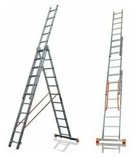 Лестница трехсекционная Алюмет 9310 3x10 профессиональная (3x10, профессиональная) трехсекционная алюминиевая лестница ladderbel ls312