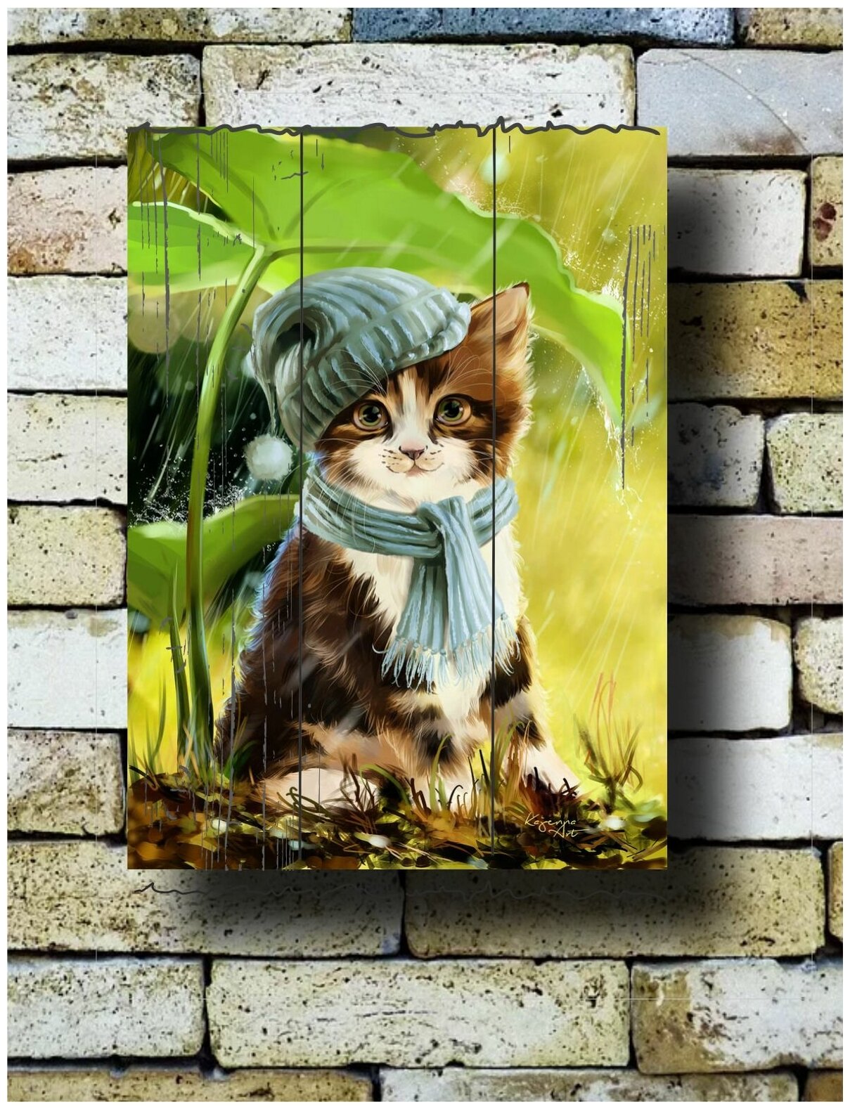 Картина на досках 'Котик. Кот. Кошка. Котики. Киса. Котейка. Котэ. " 30/40 см