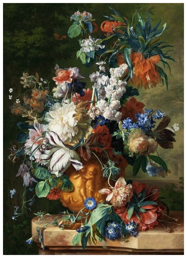 Репродукция на холсте Цветы в старинной вазе Хёйсум Ян ван 30см. x 42см.