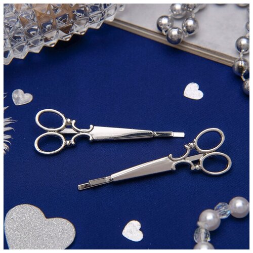 фото Queen fair невидимки для волос "либерти" 6 см (набор 2 шт, ножницы