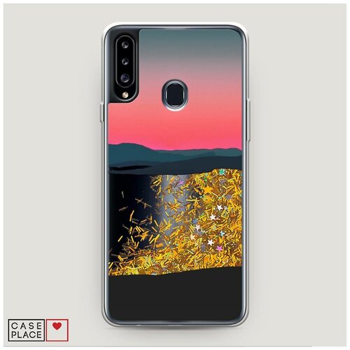 фото Чехол жидкий с блестками samsung galaxy a20s красный закат в горах case place