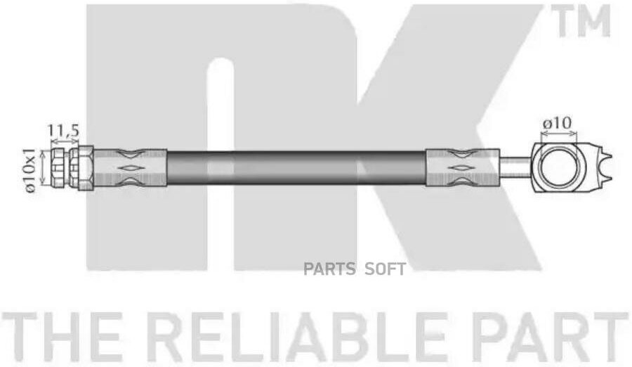 NK Шланг торм. пер. VW GOLF IV 98-05/SKODA OCTAVIA I 99-10 L=580мм