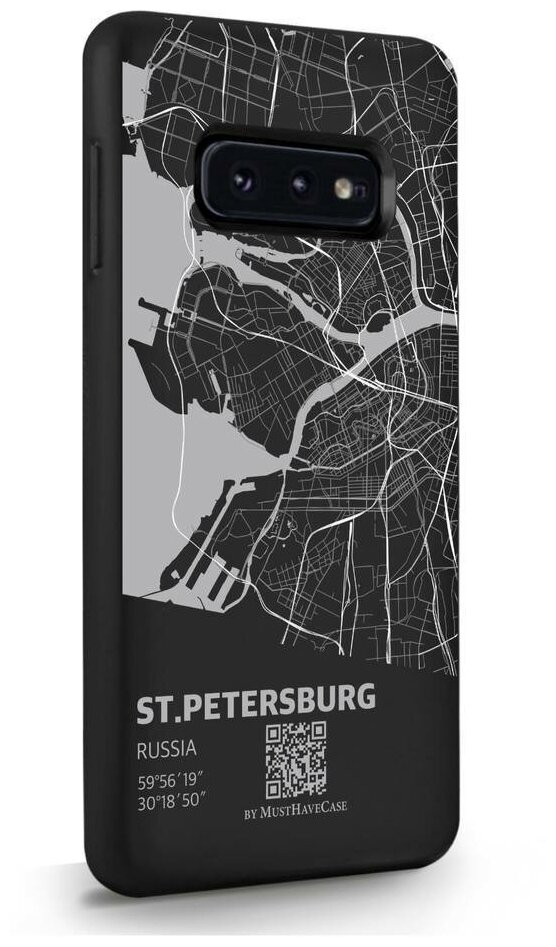 Черный силиконовый чехол MustHaveCase для Samsung Galaxy S10E Карта Санкт-Петербурга для Самсунг Галакси С10Е