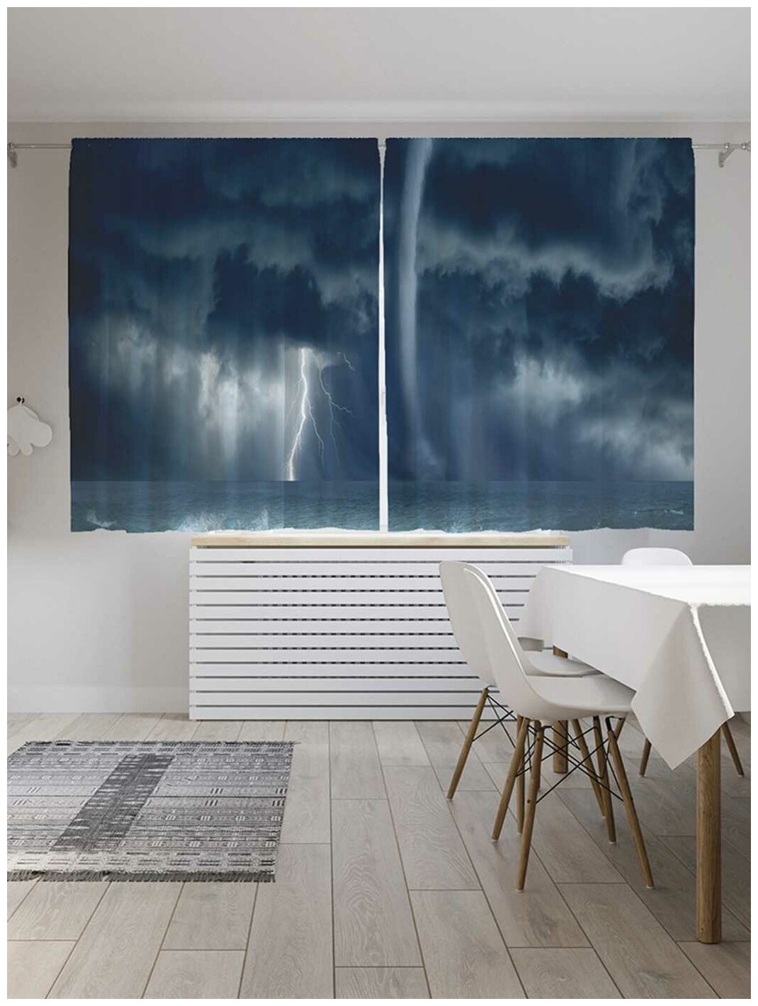 Классические шторы JoyArty "Шторм усиливается", серия Oxford DeLux, 2 полотна 145x180 см