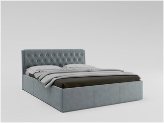 Кровать Дженни 1600 с подъемным механизмом - ткань вельвет серый, пуговицы, вива