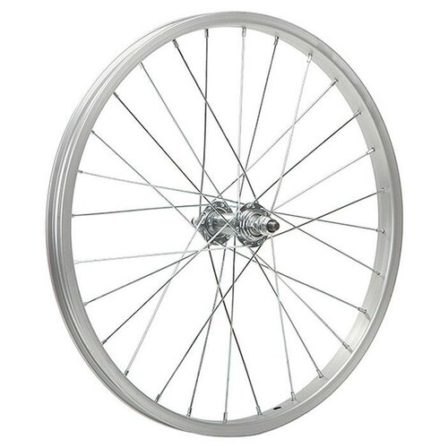 фото Колесо 20" переднее 28 спиц одинарный обод втулка sf a03f (колесо 20" переднее, одинарный алюм.обод 28 отв., втулка sf a03f сталь, гайка, насып подши) felgebieter