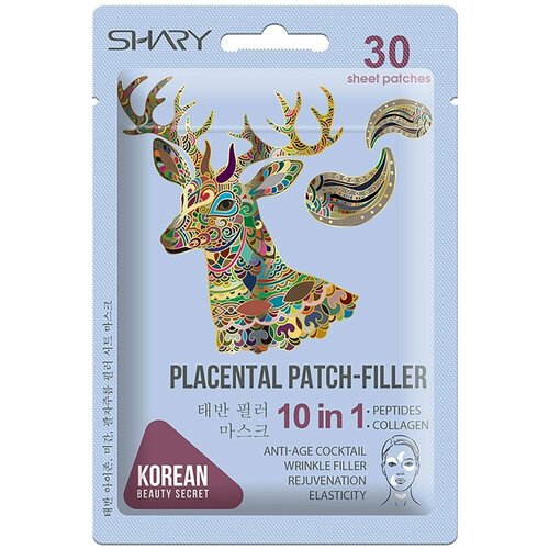 плацентарные тканевые патчи филлеры 10 в 1 shary 10 in 1 placental sheet filler patches 30 шт Патчи Плацентарные 10 в 1 27г