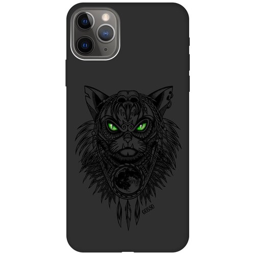 Силиконовый чехол на Apple iPhone 11 Pro Max / Эпл Айфон 11 Про Макс с рисунком Shaman Cat Soft Touch черный силиконовый чехол на apple iphone 11 pro эпл айфон 11 про с рисунком shaman cat soft touch черный