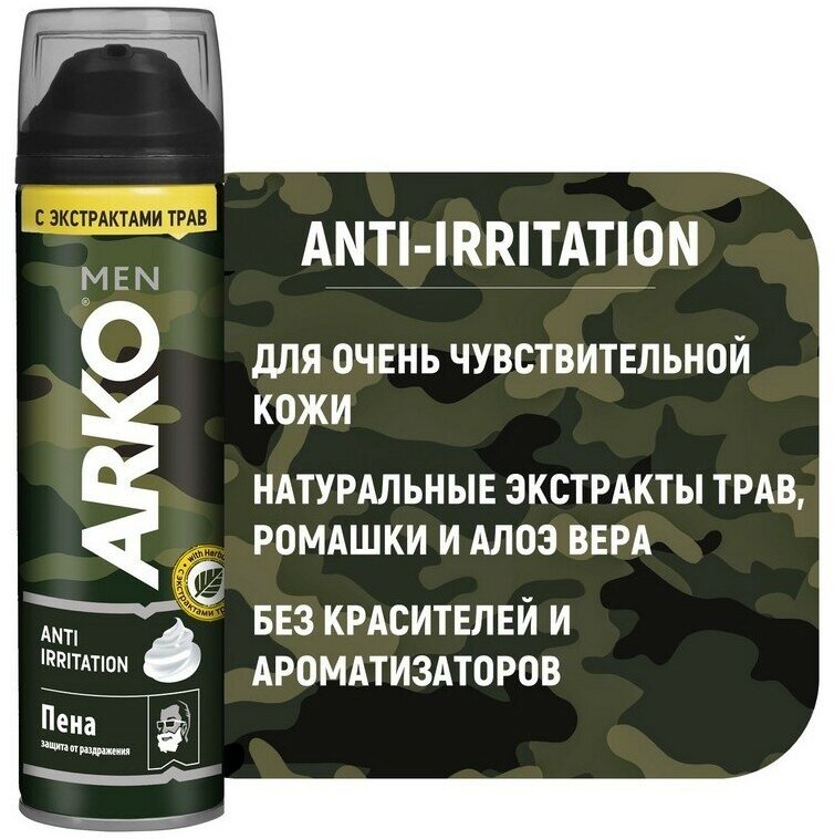 Пена для бритья ARKO MEN Anti-Irritation, 200мл - фото №11