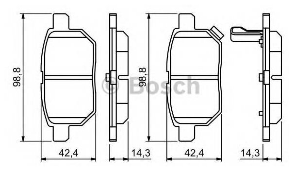 Колодки дисковые задние для toyota auris 1.4vvt-i -2.2d 07 /yaris 1.0vvt-i 06 Bosch 0986494255