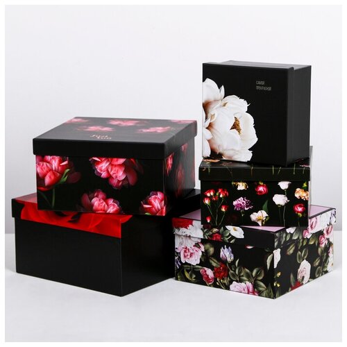 фото Набор подарочных коробок 5 в 1 «цветочный сад», 14 × 14 × 8‒22 × 22 × 12 см qwen