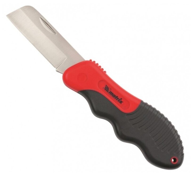 Нож электрика MATRIX складной, прямое лезвие, двухкомпонентная рукоять (78987)